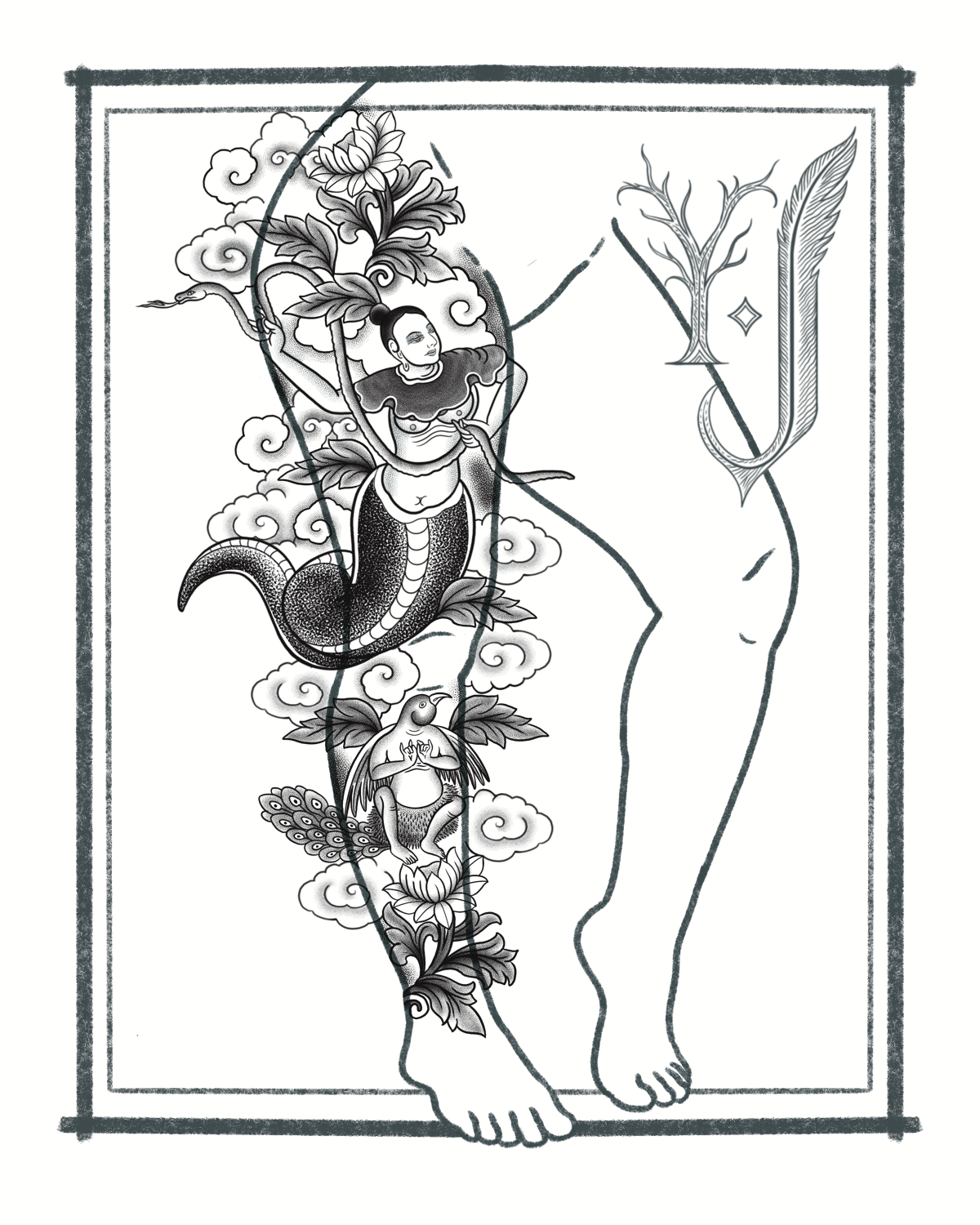 Tatuaje pierna completa